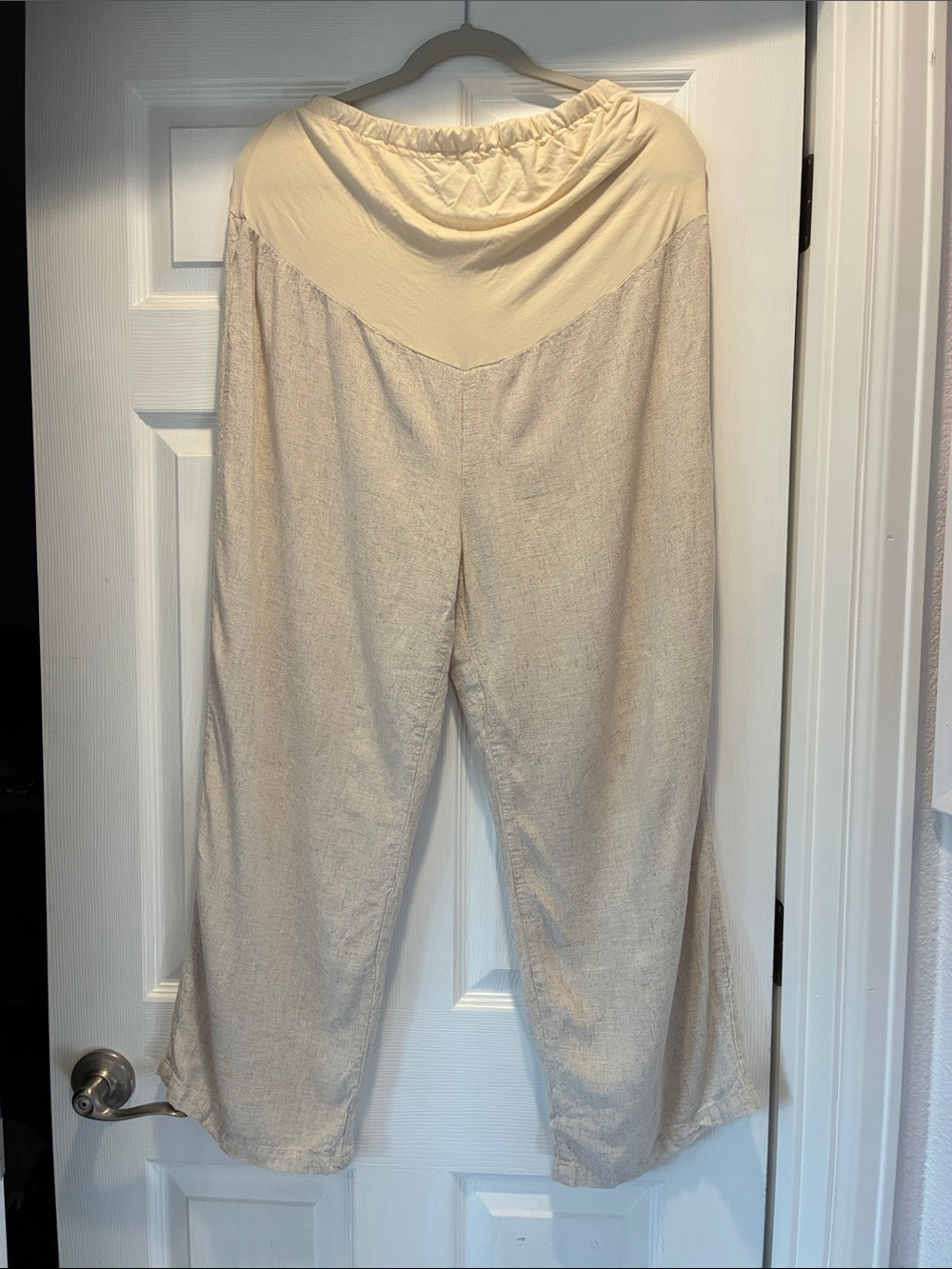SHEIN Maternity Oatmeal Wide-Leg Women's Linen Pants